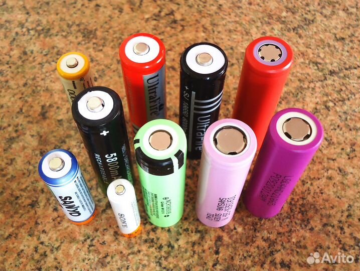 Аккумуляторы и зарядки 18650, ааа, плоские Li-ion