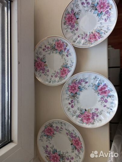 Чайные пары, блюдца лфз, костяной фарфор СССР