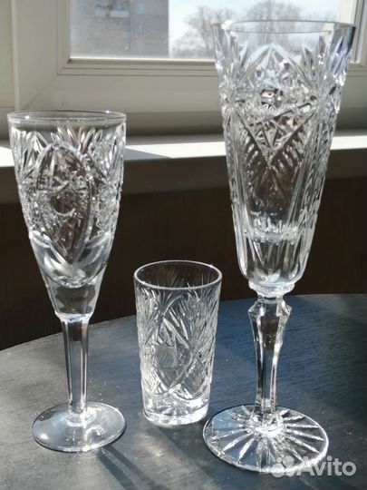 Фужеры, бокалы, рюмки хрусталь 18 предметов