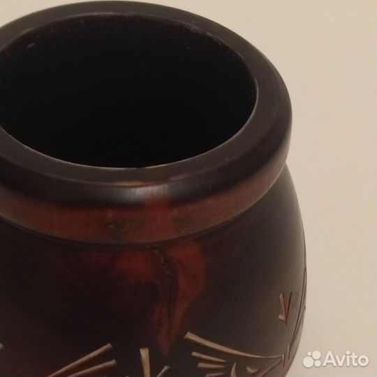 Ваза дерево СССР Прикарпатье 1963-70гг h12 d12