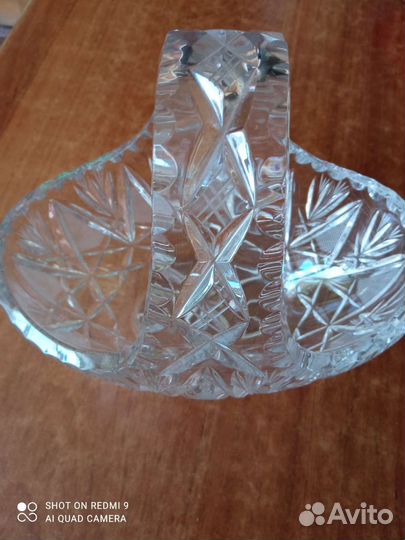 Ваза корзина хрустальная гдр