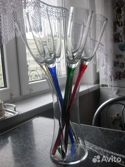 Фужеры из цветного стекла rona Богемия Чехия