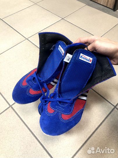 Обувь для самбо борцовки крепышя красные/синие