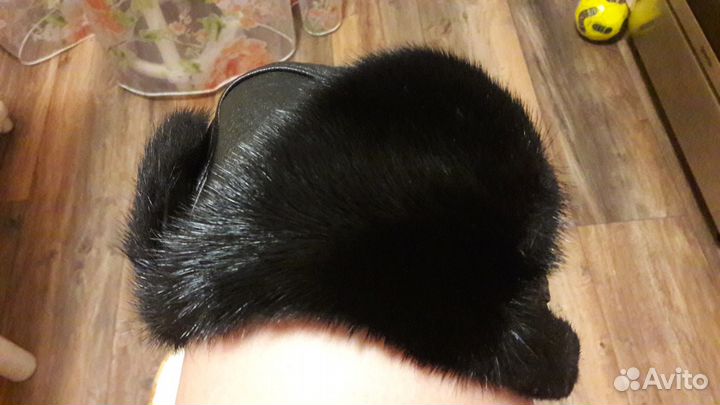 Шапка- ушанка подростковая кожаная с мехом