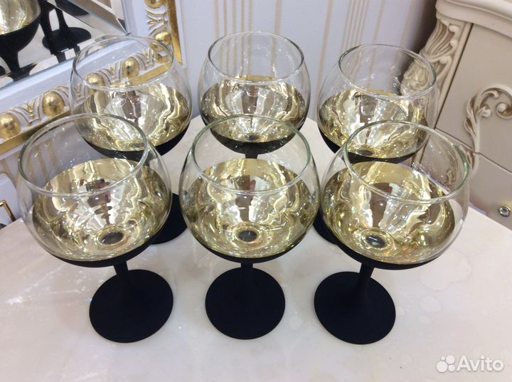 Бокалы Фужеры стеклянные для вина 6 штук