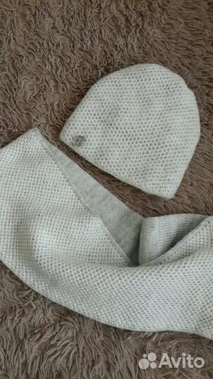 Шапка и снуд белый