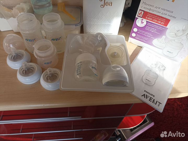 Молокоотсос avent ручной с бутылочками