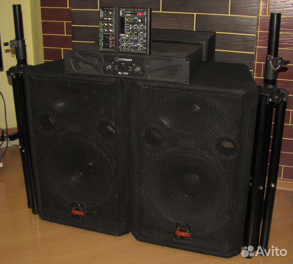 Колонки EVP-X15 1200W 2шт Усилитель Микшер Штативы