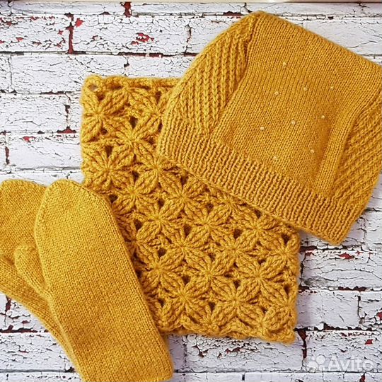 Вязаные комплекты(шапка, шарф, снуд). Наличие и на