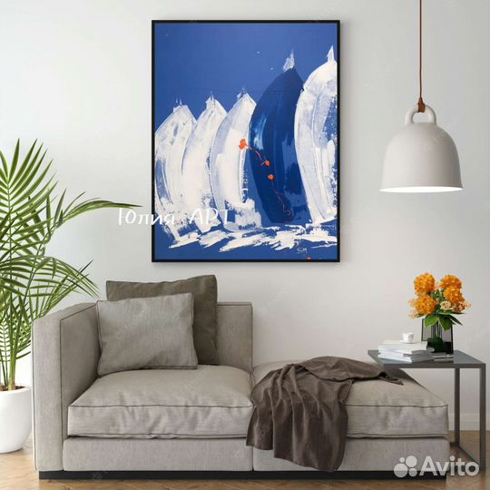Картина морская с кораблем на холсте