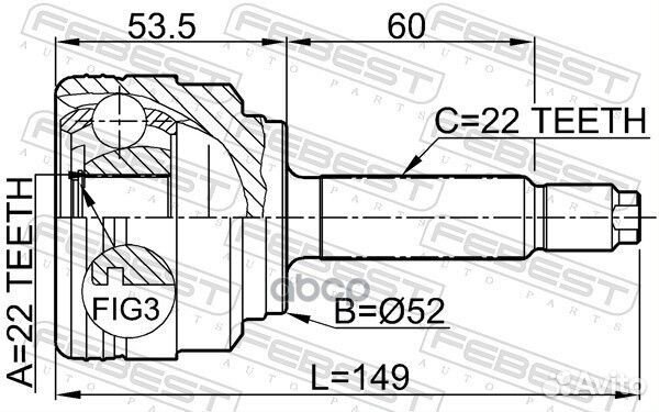 ШРУС наружный 22x52x22 1110-007 Febest