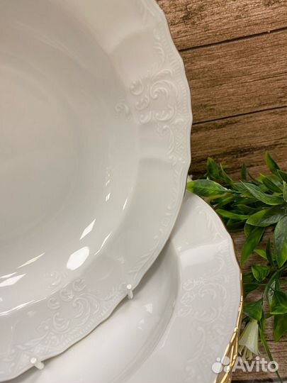 Набор глубоких тарелок «Отводка золото» 23см. 6шт