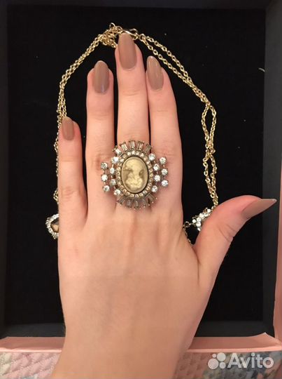 Колье и кольцо камея италия