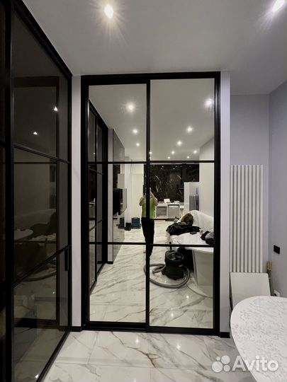 Стеклянная перегородка зонирование раздвижная