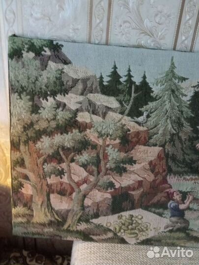Гобеленовый коврик винтаж СССР. Картина гобелен