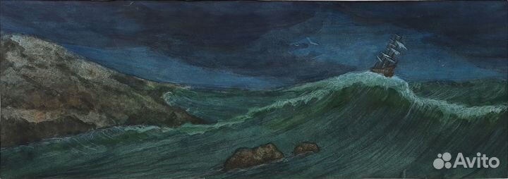 Акварель морской пейзаж