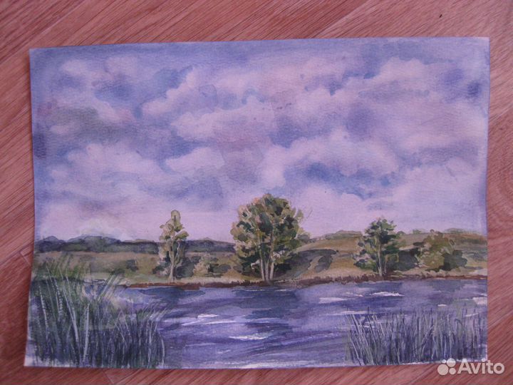 Авторская картина акварелью, пейзаж «Начало лета»