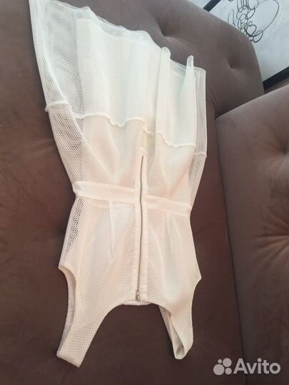 Белое платье сеточка - размер40 S
