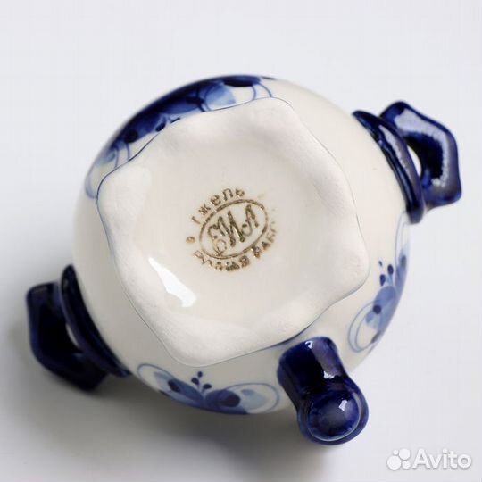 Сувенир 'Самовар', малый, гжель, фарфор, 12х10 см