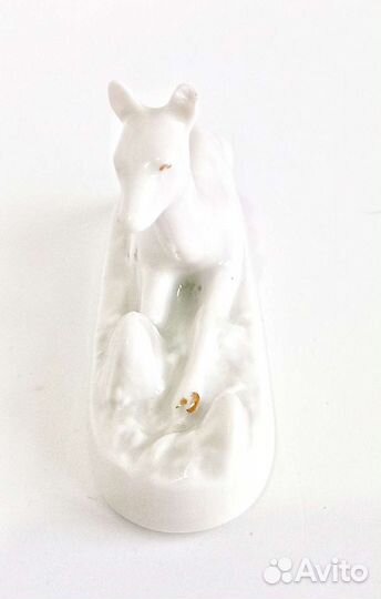Фарфор статуэтка Олененок СССР Вербилки позолота