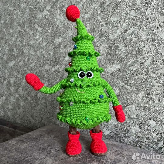 Ёлка Игрушка интерьерная вязаная