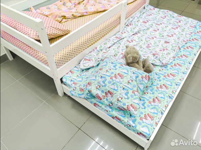 Кроватка с доп. местом Софа Выкатная из натурально