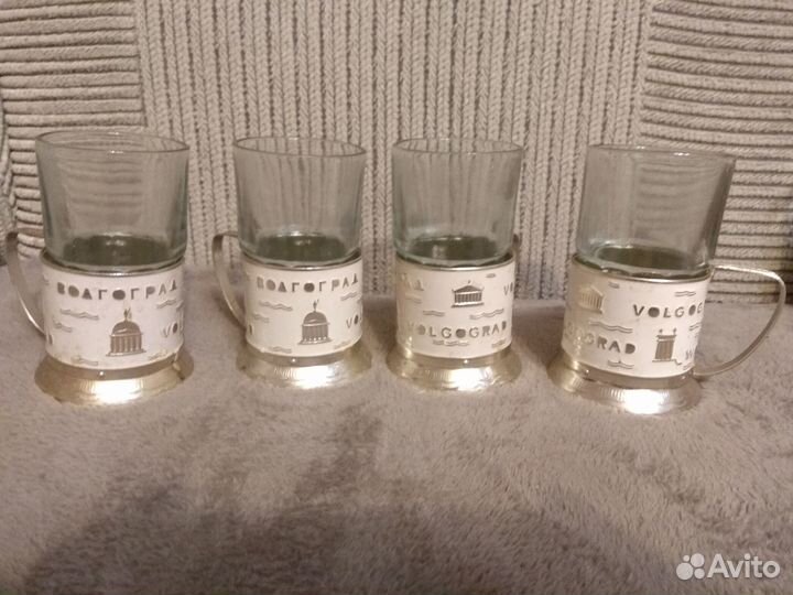 8 подстаканников. СССР серия волгоград. эмаль