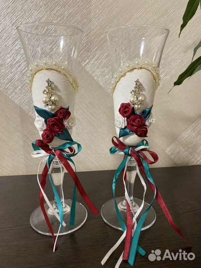Свадебные бокалы ручной работы