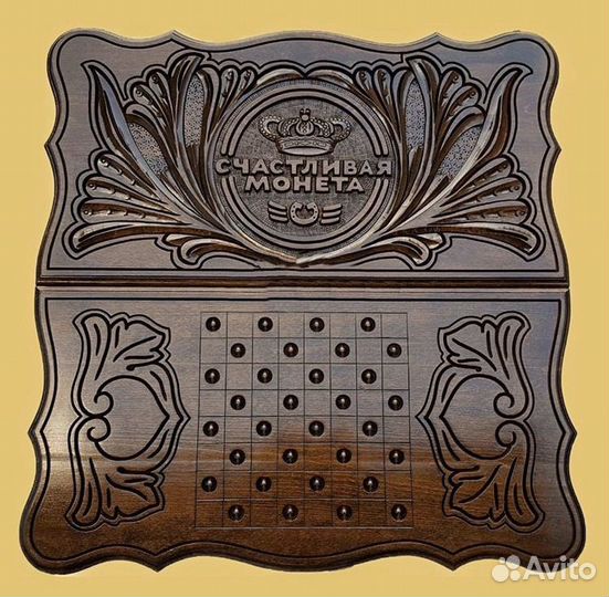 Нарды резные ручной работы “Счастливая монета”