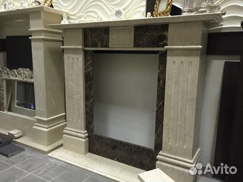 Камин из мрамора, облицовка, полки
