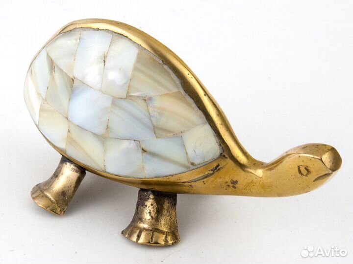 Сувенир фигурка черепаха латунь перламутр редкость