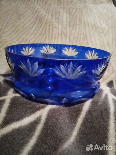 Салатник из цветного стекла, времён Союза, Чешский