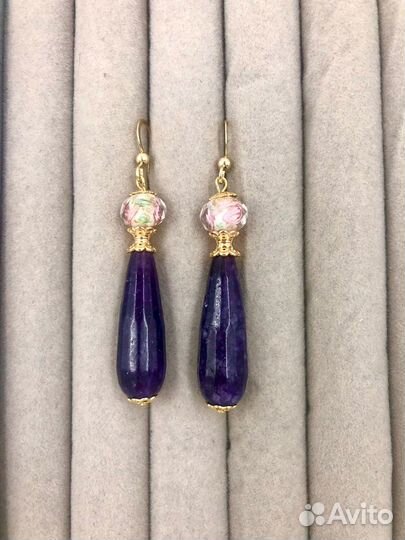 Серьги-капли с аметистом