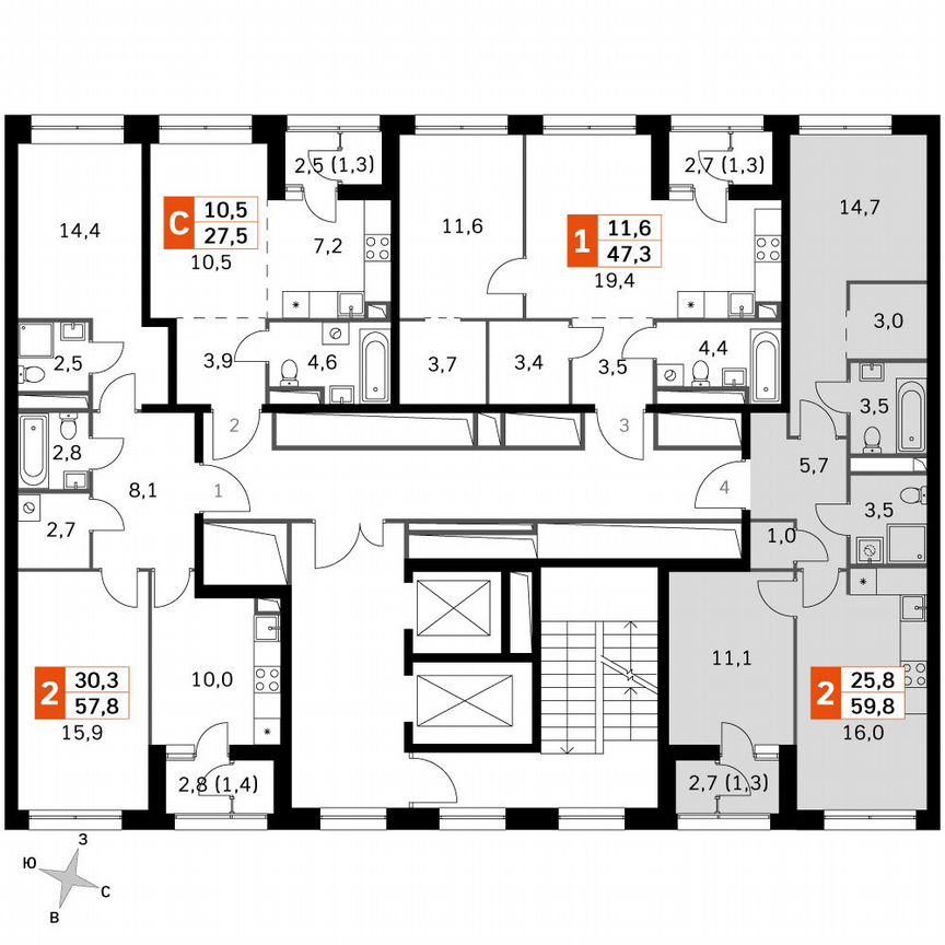 2-к. квартира, 59,8 м², 28/28 эт.