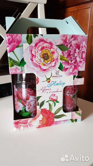 Набор кувшин и 2 стакана, новый в упаковке