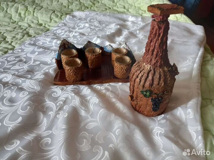 Графин со стопками на подставке из дерева,торг