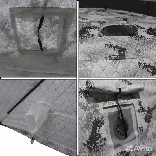 Палатка зимняя куб, 2.4м*2.4м, 3х слойная h2.1м