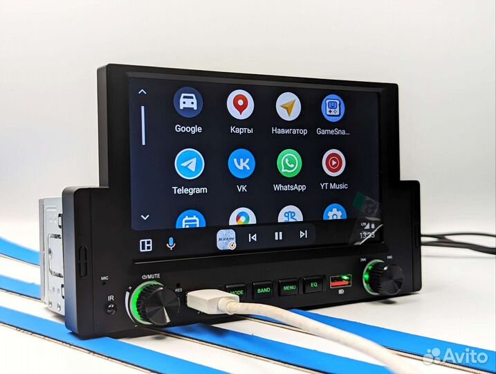 1din магнитола с CarPlay и Bluetooth экран 6 дюймо