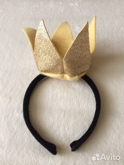 Ободок корона из парчи, велюр