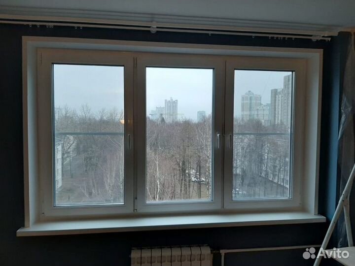 Окно трёхстворчатое, 2000х1400 мм