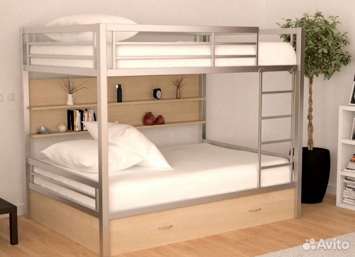 Двухъярусная кровать манеж с высокими бортиками