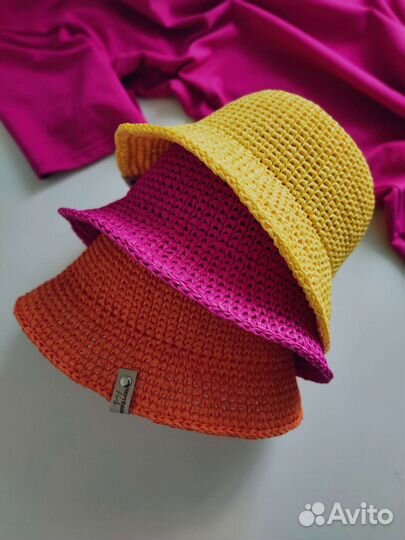 Шляпа панама женская из рафии