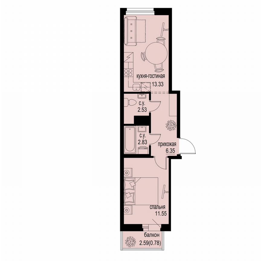 1-к. квартира, 37,4 м², 6/12 эт.