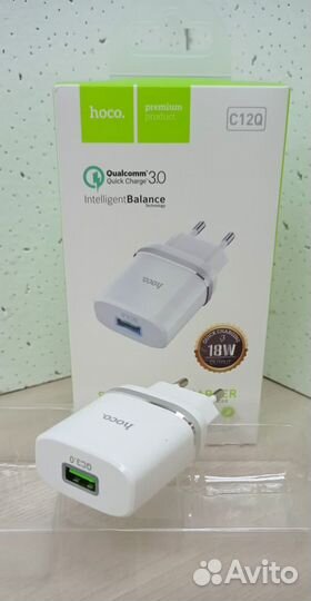 Зарядное устройство Hoco C12Q QC3.0 1 USB 3A белое