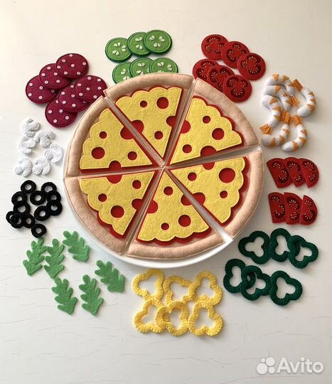Пицца из фетра, еда из фетра, еда для кукол