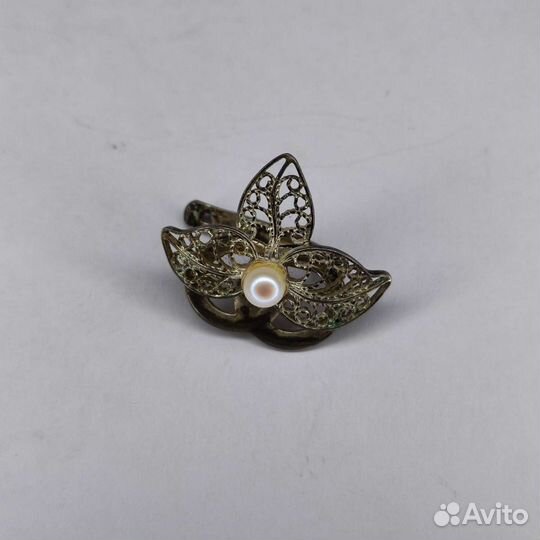 Винтажная серебрянная серьга с позолотой СССР, 925