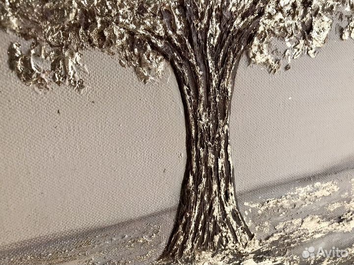 Большая картина маслом Золотое дерево благополучия