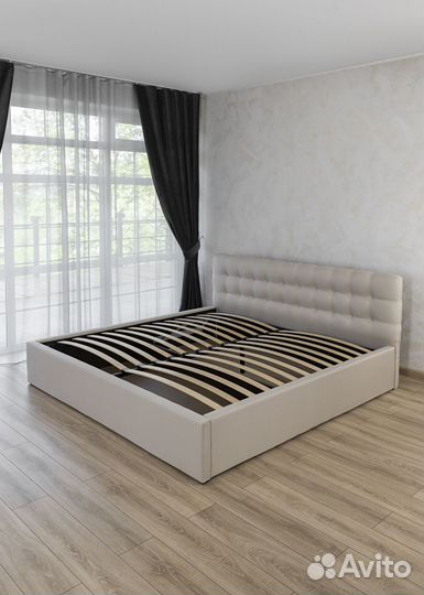 Кровать Евро 200 на 200 с мягким изголовьем