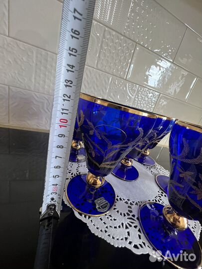 Фужеры кобальтовый стекло Чехословакия