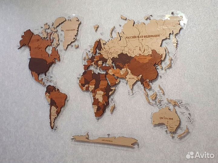 Деревянная карта мира из дерева, Челябинск